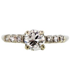 Elegant Diamond 14 Karat White Gold Engagement Ring, circa 1930