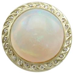 1940s 4.35 Carat Opal and Diamond Yellow Gold Dress Ring 1