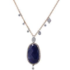 Meira T 7.25 Carat Sapphire Diamond Rose Gold Necklace