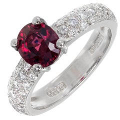 Vintage Mondera GIA Certified 1.59 Carat Red Spinel Diamond Platinum Engagement Ring