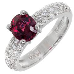 Mondera GIA Certified 1.59 Carat Red Spinel Diamond Platinum Engagement Ring 1