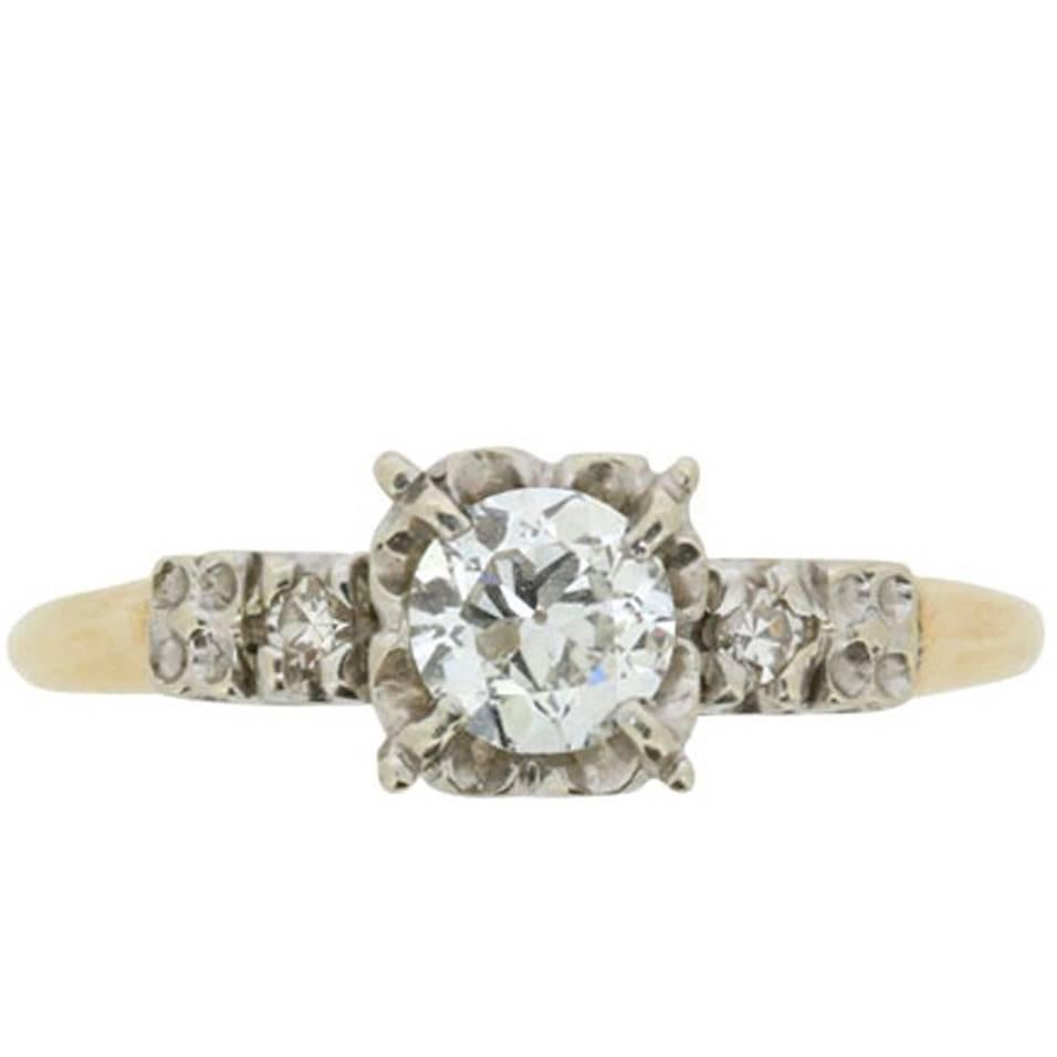 Edwardian Illusion Set Diamond Engagement Ring with Set Shoulders, circa 1910s