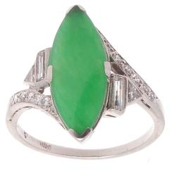 Art Deco Jade Diamond Platinum Ring