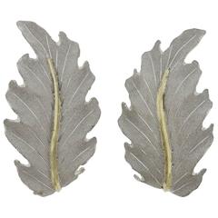 Buccellati Gold Sterling Silver Large Leaf Earrings