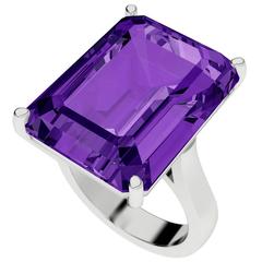 StyleRocks Emerald Cut Amethyst Gold Cocktail Ring