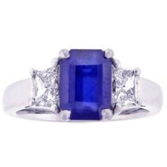 Natural 2.41 Carat Burma No-Heat AGL Sapphire Diamond Platinum Ring 10
