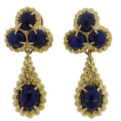 1970s Lapis Lazuli Gold Drop Earrings 12