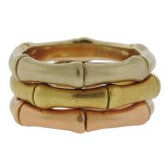 Mish New York Bamboo Tricolor Gold Stackable Ring Set