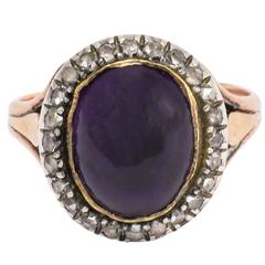 Antique Georgian Amethyst Cabochon Diamond Cluster Ring 10