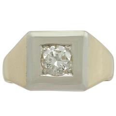 1940s Diamond Yellow Gold and White Gold Gent's Ring