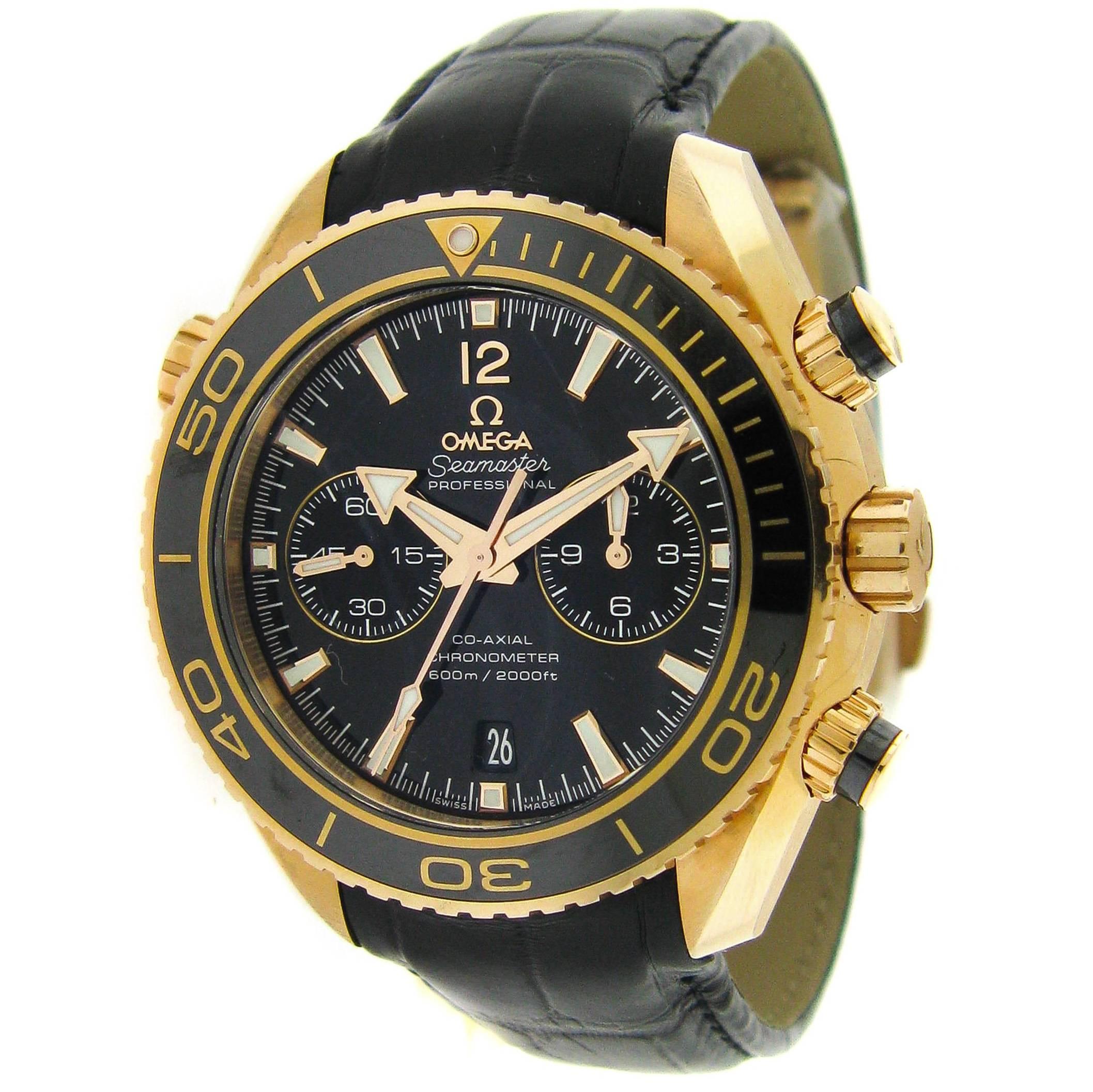 Omega Rose gold Seamaster Planet Ocean Chronograph Wristwatch