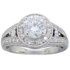 1.70 Carat Diamond White Gold Halo Engagement Ring