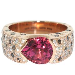 Lizunova Pink Tourmaline Sapphire Diamond Rose Gold Ring