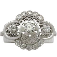 1940s Diamond and White Gold Cocktail Ring 7