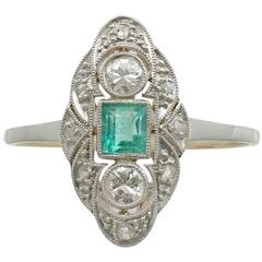 1940s Emerald Diamond Yellow Gold Marquise Ring 7