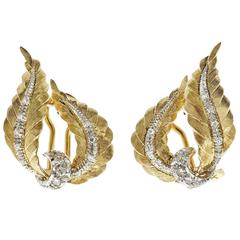 Spitzer & Furman Diamond Gold Swirl Ribbon Spray Earrings 5