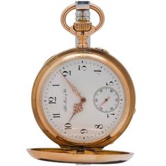 Antique Henry Moser Yellow Gold Hunting Case Pocket Watch, circa 1900