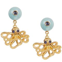 Tessa Packard Sapphire Aquamarine Gold Vermeil Octopus Earrings 4