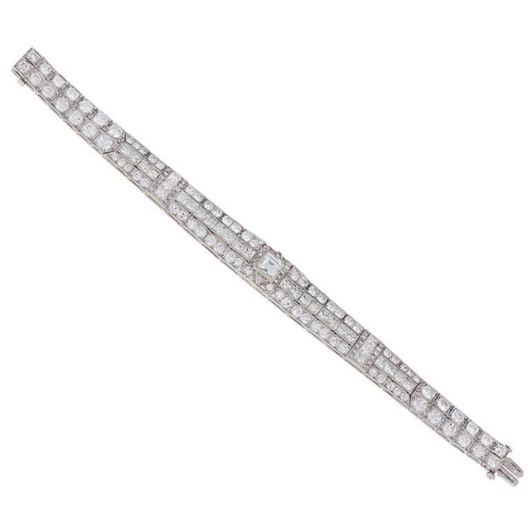 Art Deco 15.0 Carat Diamond & Platinum Bracelet For Sale