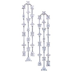 Triple Column Fancy Cut Diamonds Drop Earrings 7