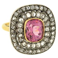 Natural Pink Spinel Rose Cut Diamond Ring