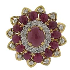 Ruby Diamond Gold Cocktail Ring 11