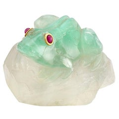 Carved Emerald Frog Object