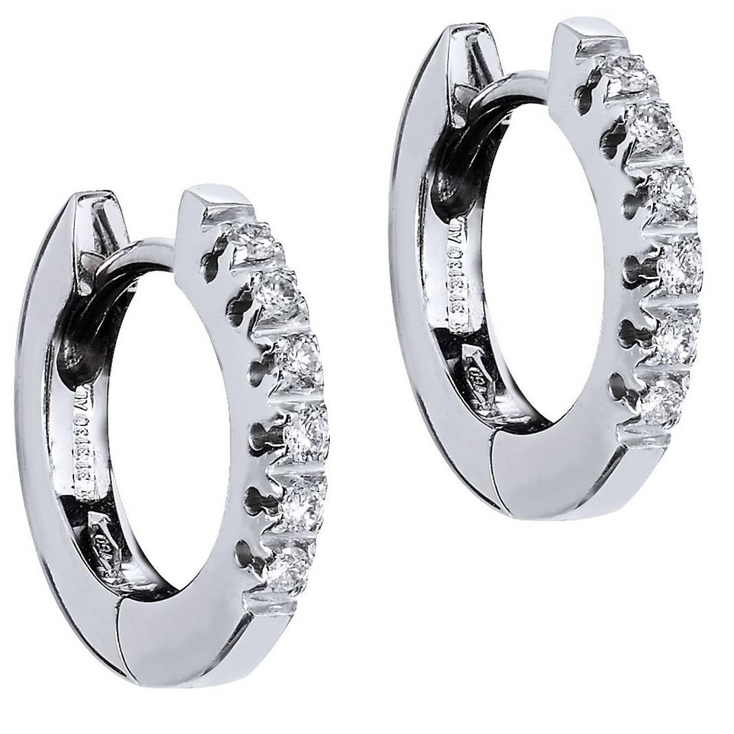 0.10 Carat Diamond White Gold Hoop Earrings