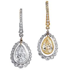 H & H Morphosis 2.70 Carat Diamond Gold Platinum Dangle Lever-Back Earrings 6