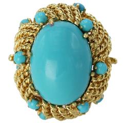 1970s Turquoise Gold Cocktail Ring