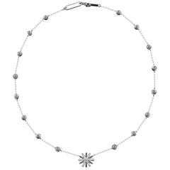 Alexandra Mor Diamond Platinum Snowflake Pendant and Bezel-Set Diamonds Necklace