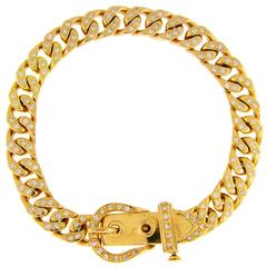 1970s Hermes Diamond Yellow Gold Buckle Link Bracelet