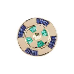 Cushla Whiting Sapphire Emerald Gold 'Future Deco' Ring