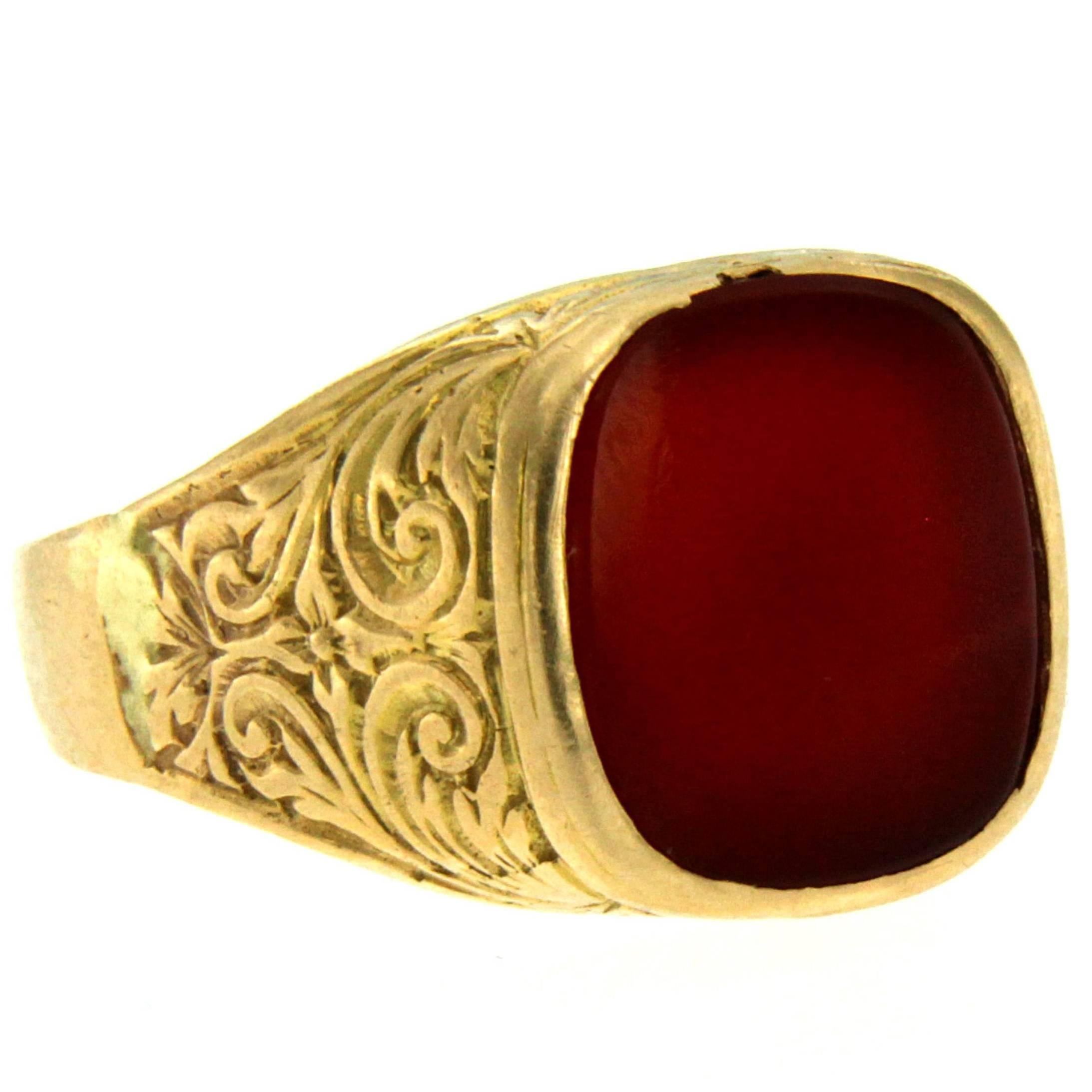 Antique Gold Carnelian Signet Ring