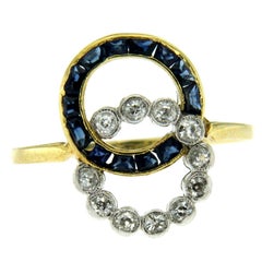 Art Deco Sapphire Diamond Gold Ring
