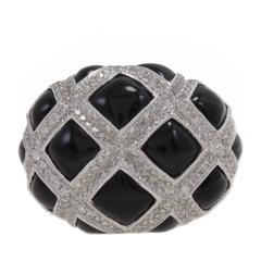 Onyx and Diamond Dome Ring 9