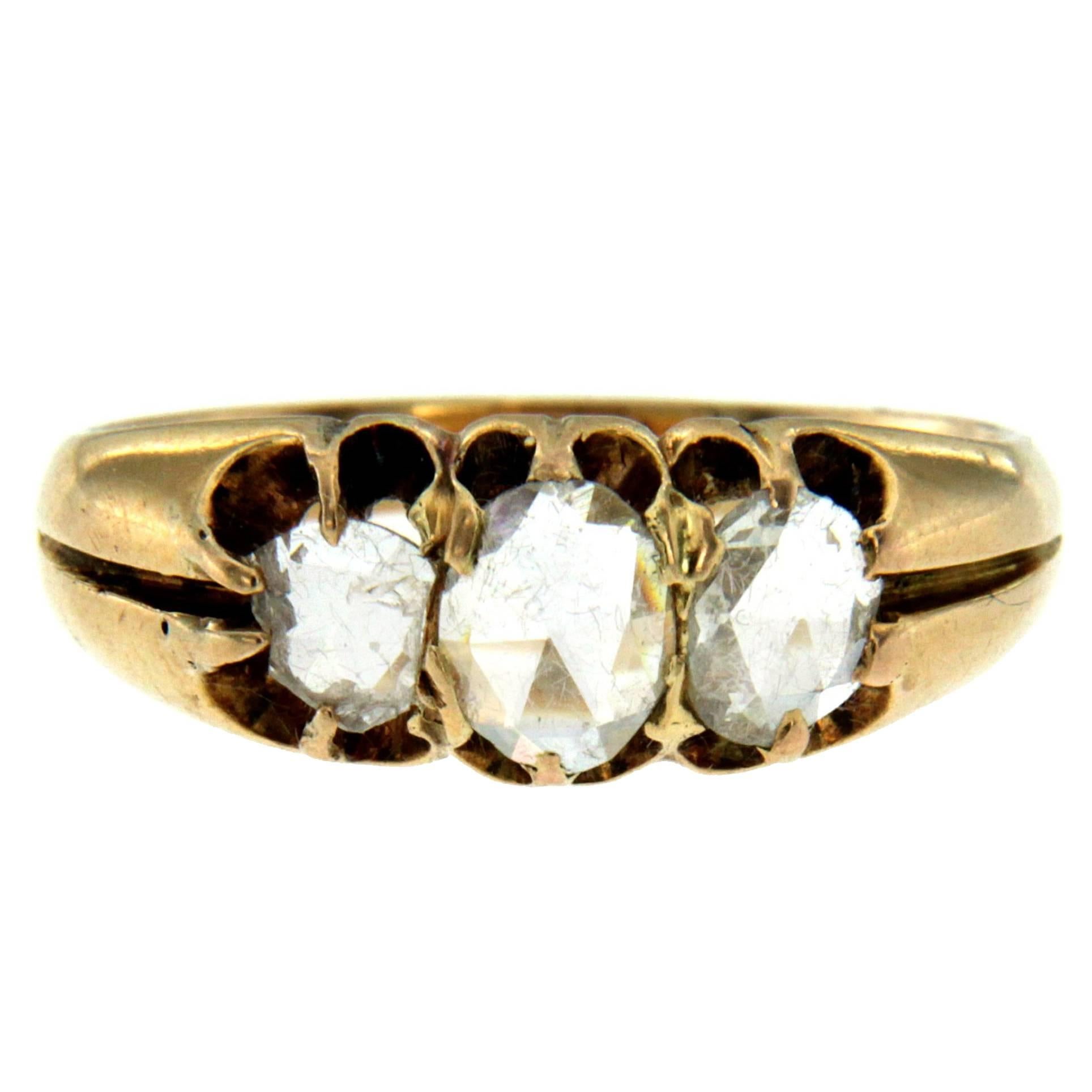 Georgian Diamond Gold Three-Stone Ring
