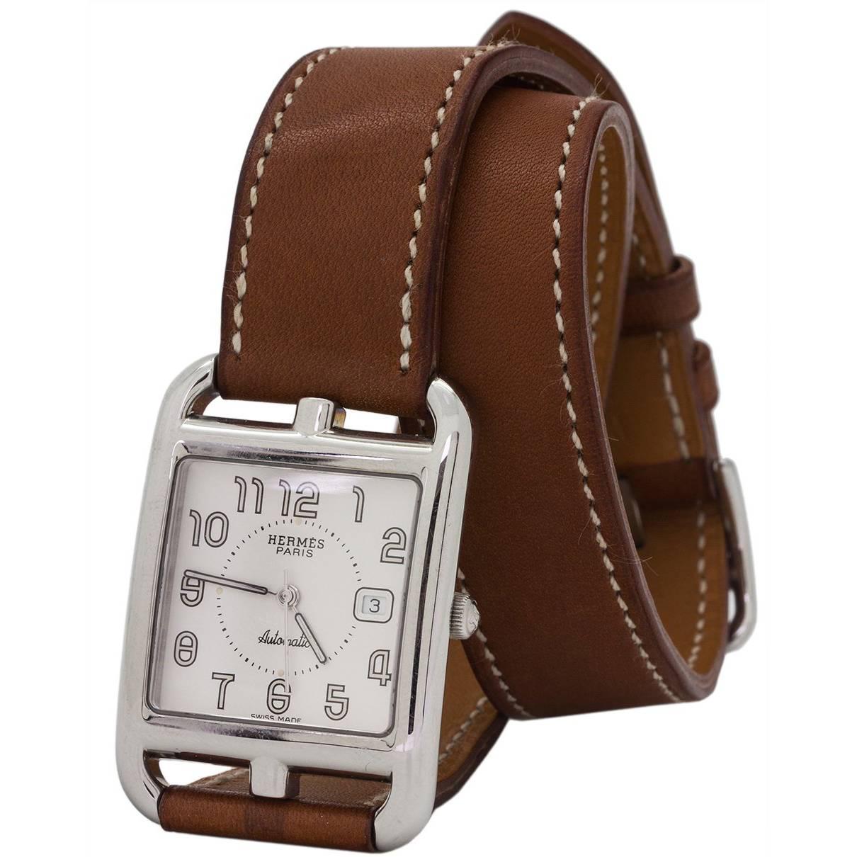 Hermes Stainless Steel Cape Cod Double Strap Wristwatch, circa 2000s