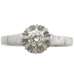 1940s Diamond White Gold Solitaire Ring