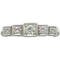 1930s Antique Diamond and White Gold Five-Stone Ring 4