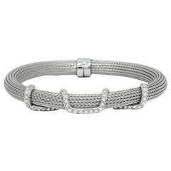 Diamond Mesh White Gold Bangle Bracelet