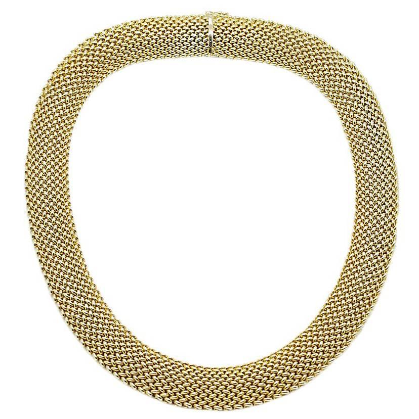 Woven Style Yellow Gold Necklace For Sale