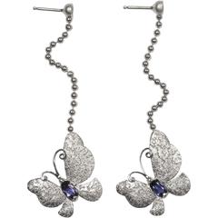 Iolite Silver Platinum Textured Butterfly Drop Dangle One of a Kind Earrings 6
