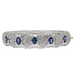 Sapphires Diamond White Gold Bangle Bracelet 5
