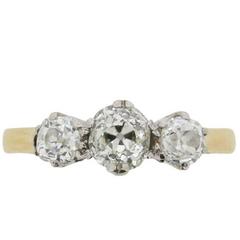 Vintage Three-Stone Diamond Engagement Ring, circa 1974