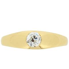 Antique Late Victorian 0.50 Carat Old Cut Diamond Rubover Set Ring, circa 1896