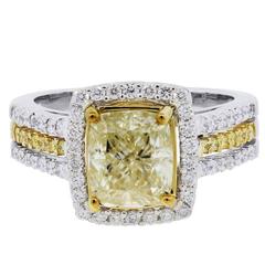 3.03 Carat Fancy Yellow and White Diamond White Gold Engagement Ring 10
