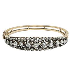 Rose Gold Bangle Bracelet with Rose Cut Diamonds 12