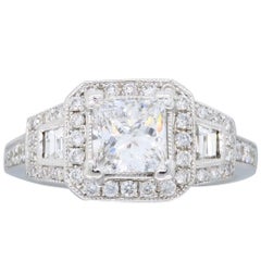 GIA Certified Triple Halo 1.16 Carat Diamond White Gold Engagement Ring