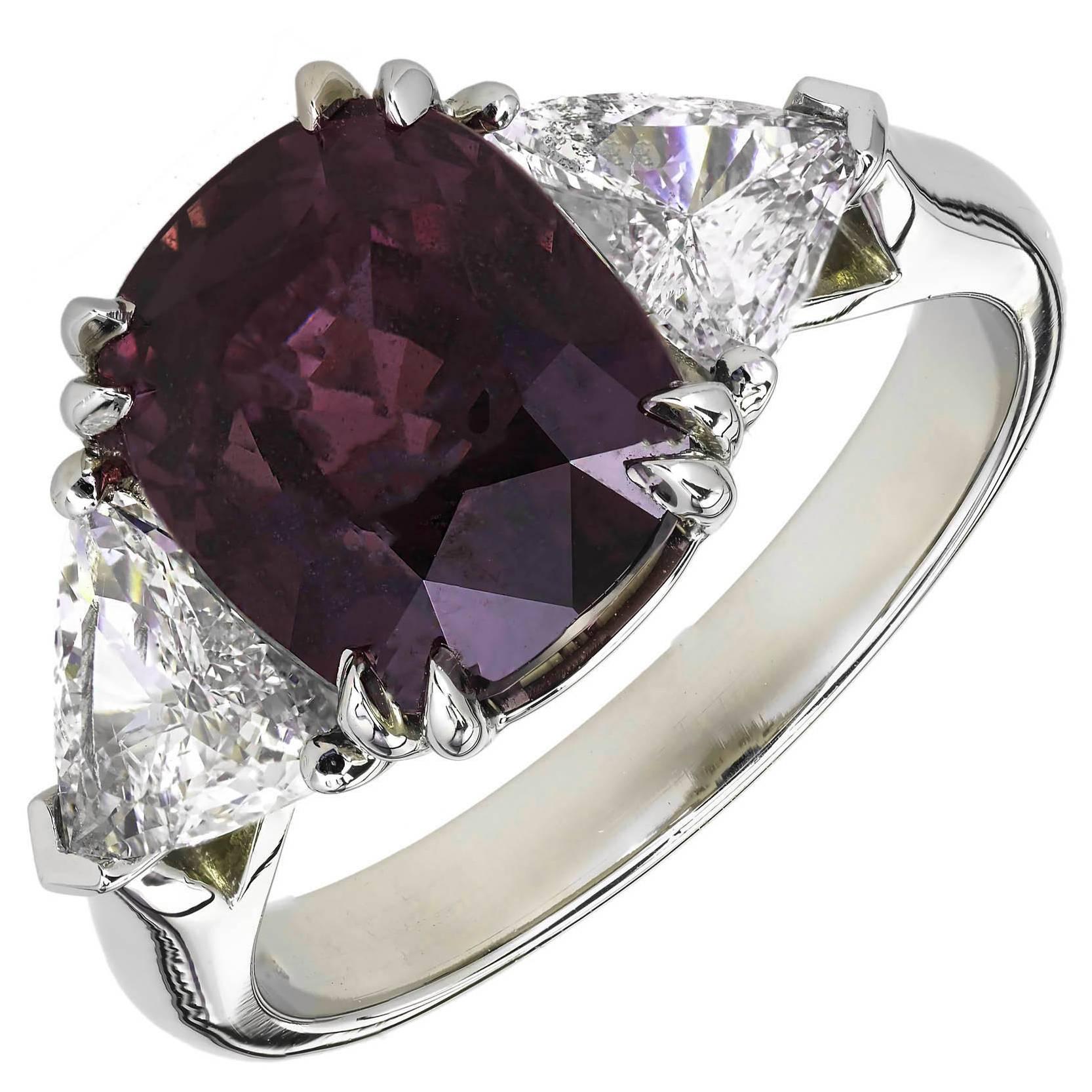 Peter Suchy GIA 5.69 Carat Purple Sapphire Diamond Platinum Engagement Ring